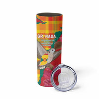 Grenada Independence Day Personalized Skinny Tumbler Tropical Dove Bougainvillea Madras Pattern