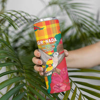 Grenada Independence Day Personalized Skinny Tumbler Tropical Dove Bougainvillea Madras Pattern