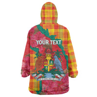 Grenada Independence Day Personalized Wearable Blanket Hoodie Tropical Dove Bougainvillea Madras Pattern