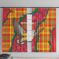 Grenada Independence Day Window Curtain Tropical Dove Bougainvillea Madras Pattern