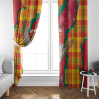 Grenada Independence Day Window Curtain Tropical Dove Bougainvillea Madras Pattern
