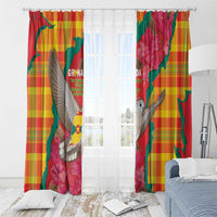Grenada Independence Day Window Curtain Tropical Dove Bougainvillea Madras Pattern