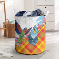 Saint Lucia Independence Day Laundry Basket Saint Lucian Map Pitons Madras Pattern