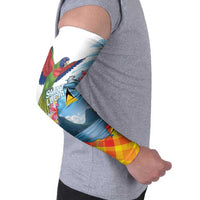 Saint Lucia Independence Day Arm Sleeves Saint Lucian Map Pitons Madras Pattern