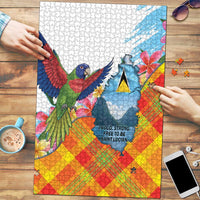 Saint Lucia Independence Day Puzzle Saint Lucian Map Pitons Madras Pattern