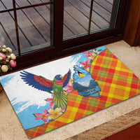 Saint Lucia Independence Day Rubber Doormat Saint Lucian Map Pitons Madras Pattern