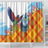 Saint Lucia Independence Day Shower Curtain Saint Lucian Map Pitons Madras Pattern