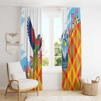 Saint Lucia Independence Day Window Curtain Saint Lucian Map Pitons Madras Pattern
