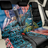 Personalised United States And New Zealand Back Car Seat Cover USA Eagle With Kowhai Aotearoa Tui Bird - Wonder Print Shop