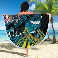 Personalised United States And New Zealand Beach Blanket USA Eagle With Kowhai Aotearoa Tui Bird - Wonder Print Shop