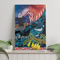 Personalised United States And New Zealand Canvas Wall Art USA Eagle With Kowhai Aotearoa Tui Bird - Wonder Print Shop