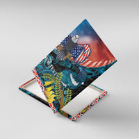 Personalised United States And New Zealand Canvas Wall Art USA Eagle With Kowhai Aotearoa Tui Bird - Wonder Print Shop