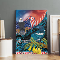 Personalised United States And New Zealand Canvas Wall Art USA Eagle With Kowhai Aotearoa Tui Bird - Wonder Print Shop