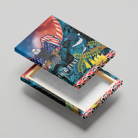 Personalised United States And New Zealand Canvas Wall Art USA Eagle With Kowhai Aotearoa Tui Bird - Wonder Print Shop