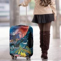 Personalised United States And New Zealand Luggage Cover USA Eagle With Kowhai Aotearoa Tui Bird - Wonder Print Shop