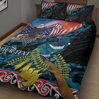 Personalised United States And New Zealand Quilt Bed Set USA Eagle With Kowhai Aotearoa Tui Bird - Wonder Print Shop