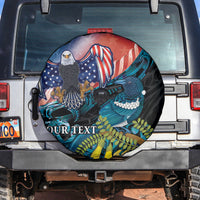 Personalised United States And New Zealand Spare Tire Cover USA Eagle With Kowhai Aotearoa Tui Bird - Wonder Print Shop