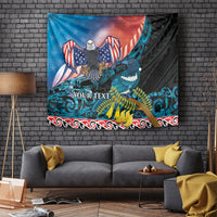Personalised United States And New Zealand Tapestry USA Eagle With Kowhai Aotearoa Tui Bird - Wonder Print Shop
