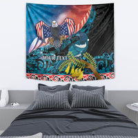 Personalised United States And New Zealand Tapestry USA Eagle With Kowhai Aotearoa Tui Bird - Wonder Print Shop