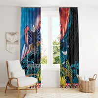 Personalised United States And New Zealand Window Curtain USA Eagle With Kowhai Aotearoa Tui Bird - Wonder Print Shop