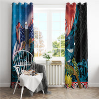 Personalised United States And New Zealand Window Curtain USA Eagle With Kowhai Aotearoa Tui Bird - Wonder Print Shop