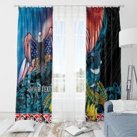 Personalised United States And New Zealand Window Curtain USA Eagle With Kowhai Aotearoa Tui Bird - Wonder Print Shop