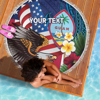 Personalised United States And Guam Beach Blanket USA Eagle With Guahan Seal Tropical Vibes - Wonder Print Shop