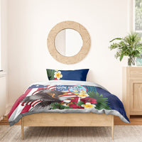 Personalised United States And Guam Bedding Set USA Eagle With Guahan Seal Tropical Vibes - Wonder Print Shop