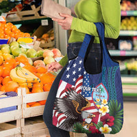 Personalised United States And Guam Grocery Bag USA Eagle With Guahan Seal Tropical Vibes
