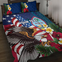Personalised United States And Guam Quilt Bed Set USA Eagle With Guahan Seal Tropical Vibes - Wonder Print Shop