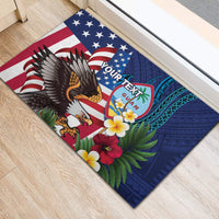 Personalised United States And Guam Rubber Doormat USA Eagle With Guahan Seal Tropical Vibes - Wonder Print Shop
