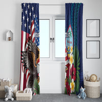 Personalised United States And Guam Window Curtain USA Eagle With Guahan Seal Tropical Vibes - Wonder Print Shop