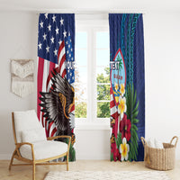 Personalised United States And Guam Window Curtain USA Eagle With Guahan Seal Tropical Vibes - Wonder Print Shop