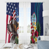 Personalised United States And Guam Window Curtain USA Eagle With Guahan Seal Tropical Vibes - Wonder Print Shop