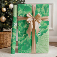 Aloha Hawaii Molokai Island Wrapping Paper Hibiscus Tribal Honu Hawaiian Tattoo Green - Wonder Print Shop