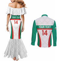 Custom Bulgaria Football Couples Matching Mermaid Dress and Long Sleeve Button Shirt Bulgarian Pattern Sporty Style
