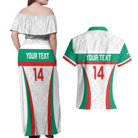 Custom Bulgaria Football Couples Matching Off Shoulder Maxi Dress and Hawaiian Shirt Bulgarian Pattern Sporty Style