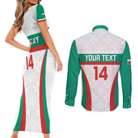 Custom Bulgaria Football Couples Matching Short Sleeve Bodycon Dress and Long Sleeve Button Shirt Bulgarian Pattern Sporty Style