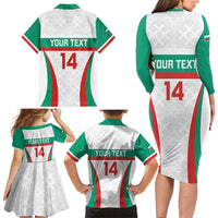 Custom Bulgaria Football Family Matching Long Sleeve Bodycon Dress and Hawaiian Shirt Bulgarian Pattern Sporty Style