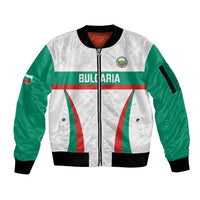 Custom Bulgaria Football Sleeve Zip Bomber Jacket Bulgarian Pattern Sporty Style