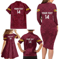 Custom Bulgaria Football Family Matching Long Sleeve Bodycon Dress and Hawaiian Shirt Go Lavovete Bulgarian Pattern