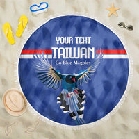 Custom Taiwan Football 2026 Beach Blanket Come On Blue Magpies