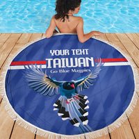 Custom Taiwan Football 2026 Beach Blanket Come On Blue Magpies