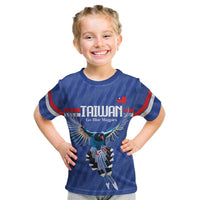 Custom Taiwan Football 2026 Kid T Shirt Come On Blue Magpies