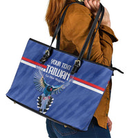 Custom Taiwan Football 2026 Leather Tote Bag Come On Blue Magpies