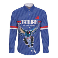 Custom Taiwan Football 2026 Long Sleeve Button Shirt Come On Blue Magpies