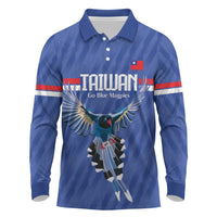 Custom Taiwan Football 2026 Long Sleeve Polo Shirt Come On Blue Magpies