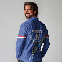 Custom Taiwan Football 2026 Long Sleeve Polo Shirt Come On Blue Magpies