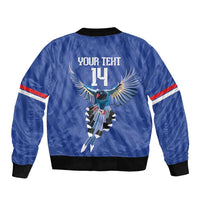 Custom Taiwan Football 2026 Sleeve Zip Bomber Jacket Come On Blue Magpies