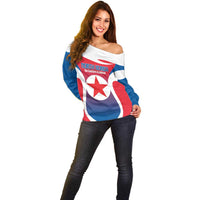 Custom North Korea Football 2026 Off Shoulder Sweater Come On Eastern Azaleas